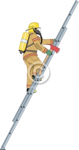 Firefighter Climbing Ladder 01